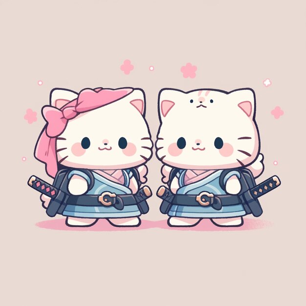 Photo cute twin cat with sword
