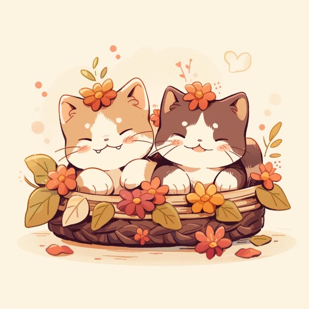 Photo cute twin cat with thanksgiving