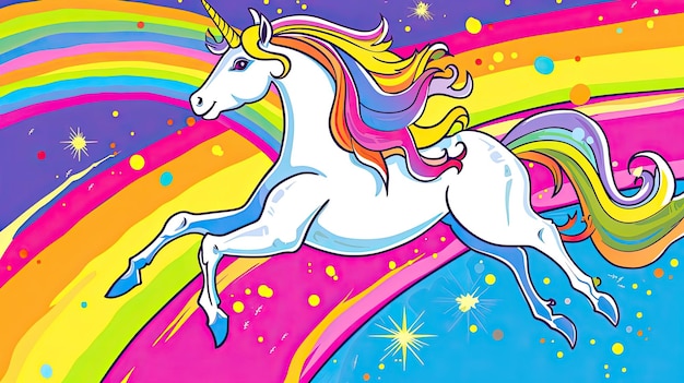 Милый единорог Абстракция doodle игрушка радужная лошадь миф рог чудеса воображение пони принцесса мечта волшебница волшебная грива сгенерирована ИИ