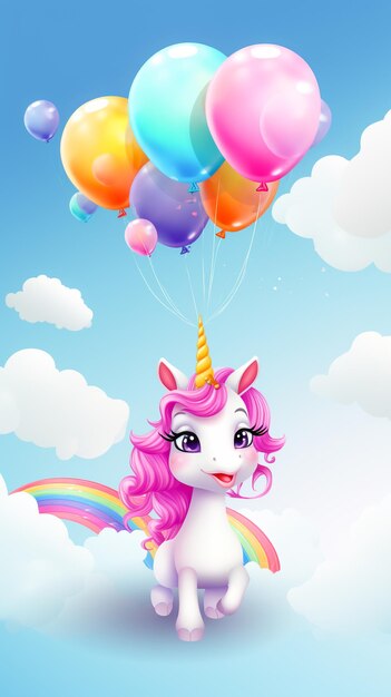 Photo cute unicorn fantasycartoon pony