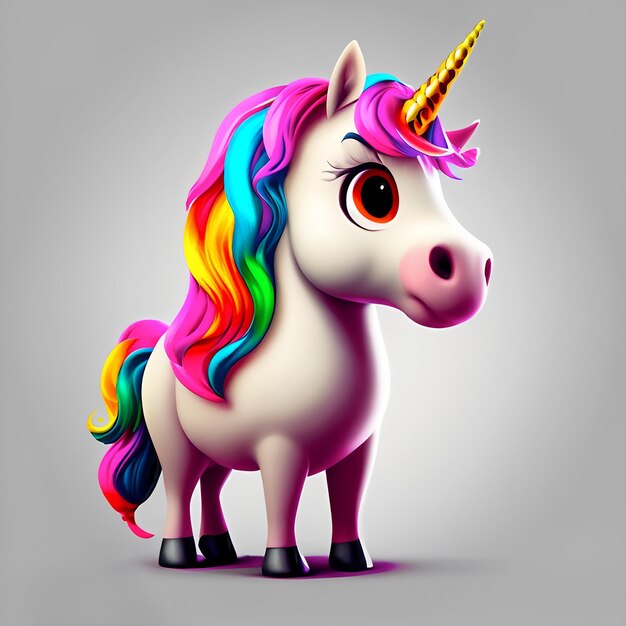 Photo cute unicorn illustration on white background