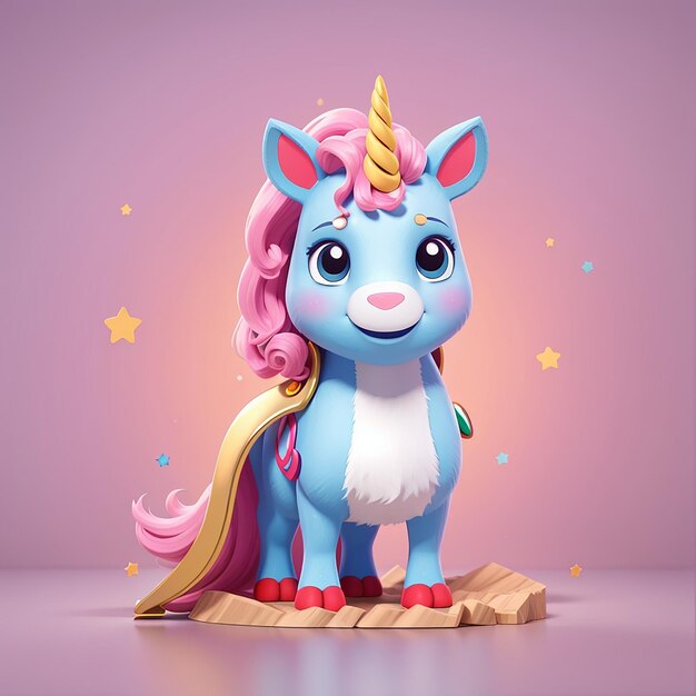 Cute Unicorn Super Hero Cartoon Vector Icon Illustration Animal Holiday Icon Concept Isolated Premium Vector Flat Cartoon Style