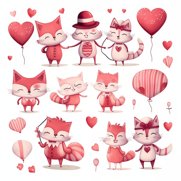 Cute Valentine's day collection element on white background