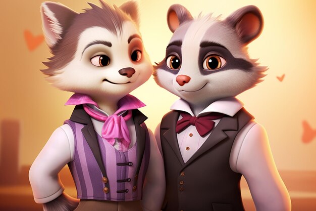 Cute valentines day animal couple