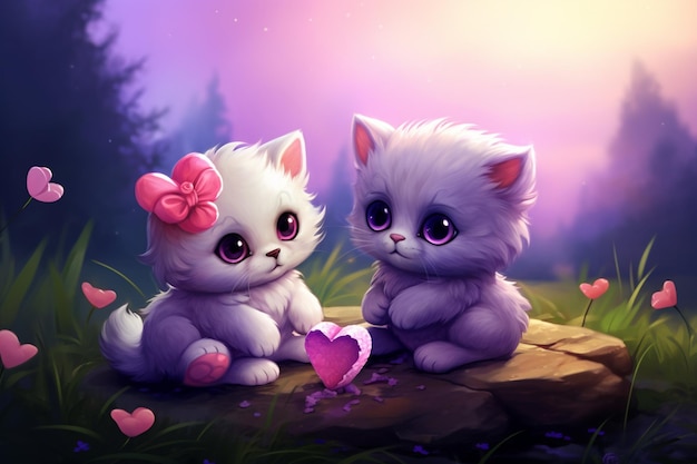 Photo cute valentines day animal couple