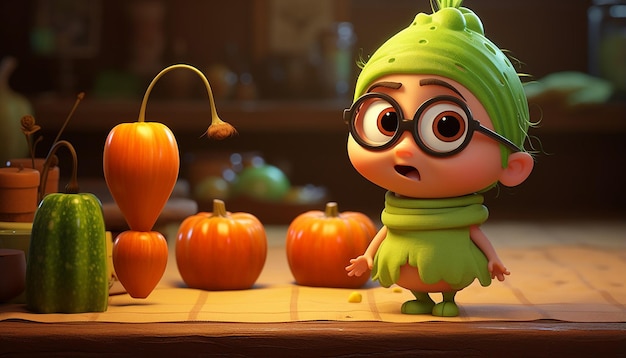 Милый веганский персонаж Pixar 3D