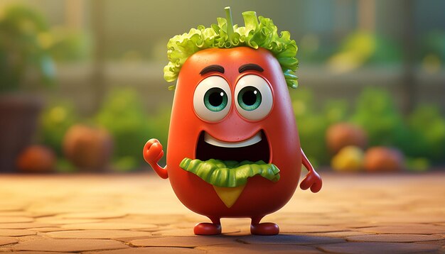 cute vegan pixar 3d character