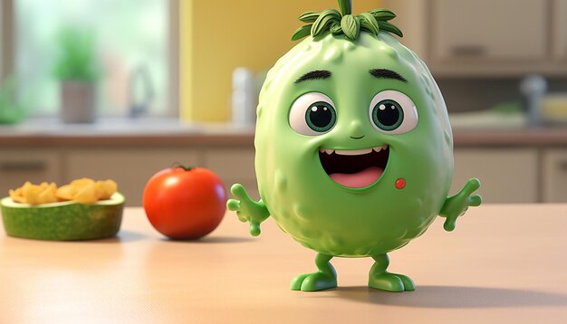 cute vegan pixar 3d character