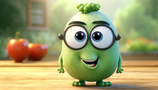 Cute vegan pixar 3d character