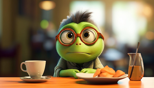 cute vegan pixar 3d character