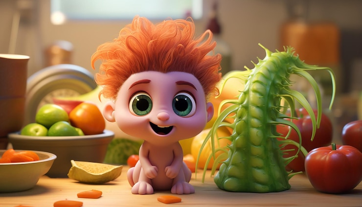 Фотография милый веганский персонаж pixar 3d