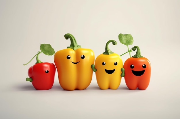 cute vegetables on white background minimalistic style