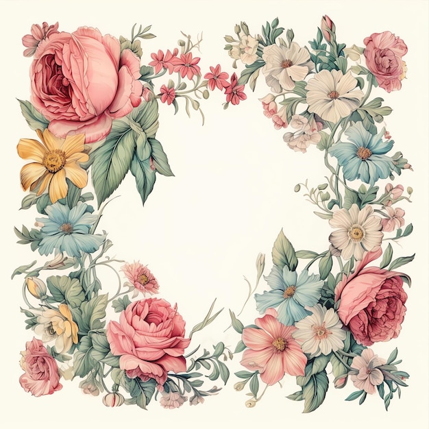 Cute Vintage Florals Floral Frame watercolor