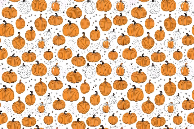 Photo cute vintage pumpkin pattern seamless repetitive tile for fall halloween isolated on white