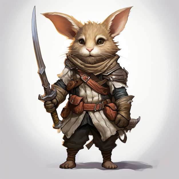 Cute warrior mouse highly detailed fantasy wallpaper image AI generated art