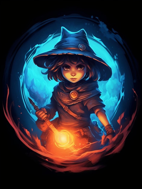 Photo cute warrior witch for print