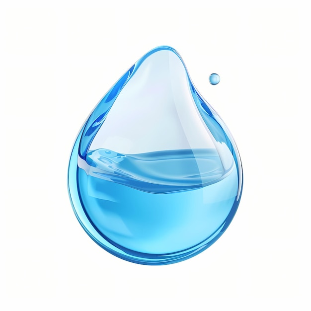 cute water drop icon 3D render white background generative AI