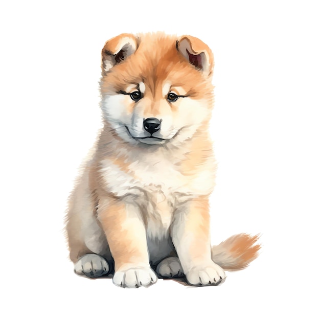 Premium Photo | Cute watercolor Akita dog breed illustration