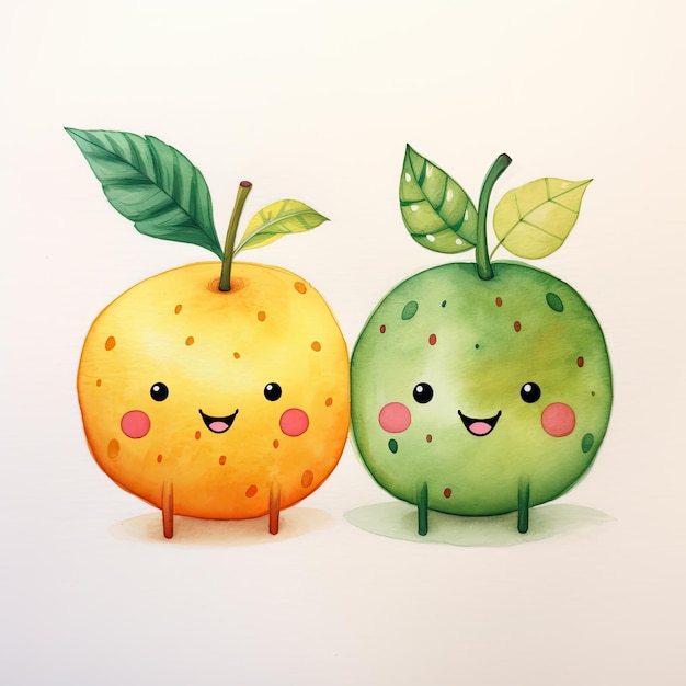 cute watercolor apples poster for kidsroom