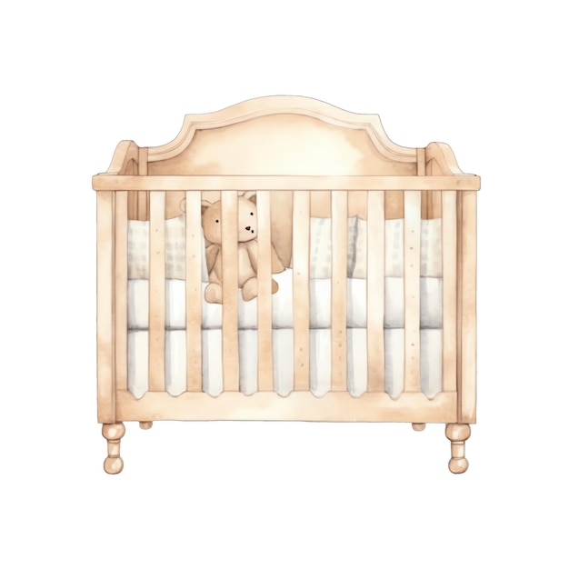 Cute watercolor baby Boho Bed illustration