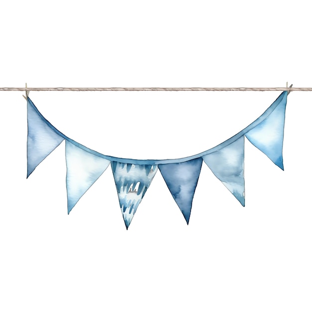 Cute watercolor baby Bunting Party Decoration illustration