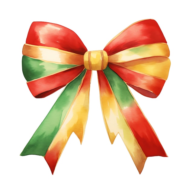 Cute watercolor christmas bow decoration illustration for christmas