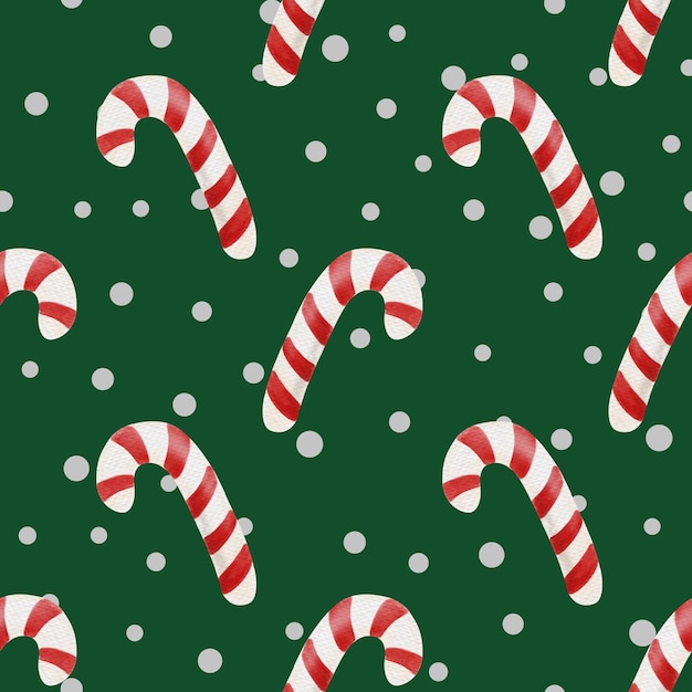 cute watercolor christmas seamless pattern ornament with hand drawn christmas candy lollipop