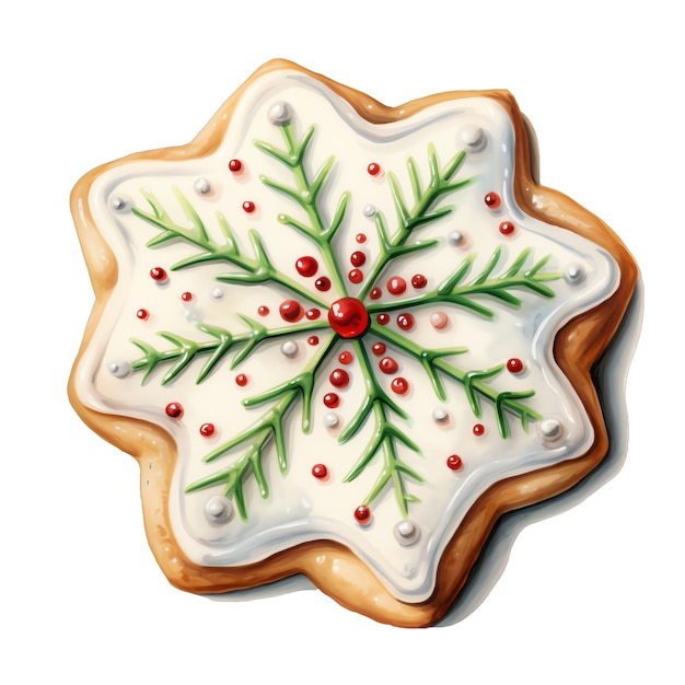 Cute watercolor christmas themed cookie illustration for christmas