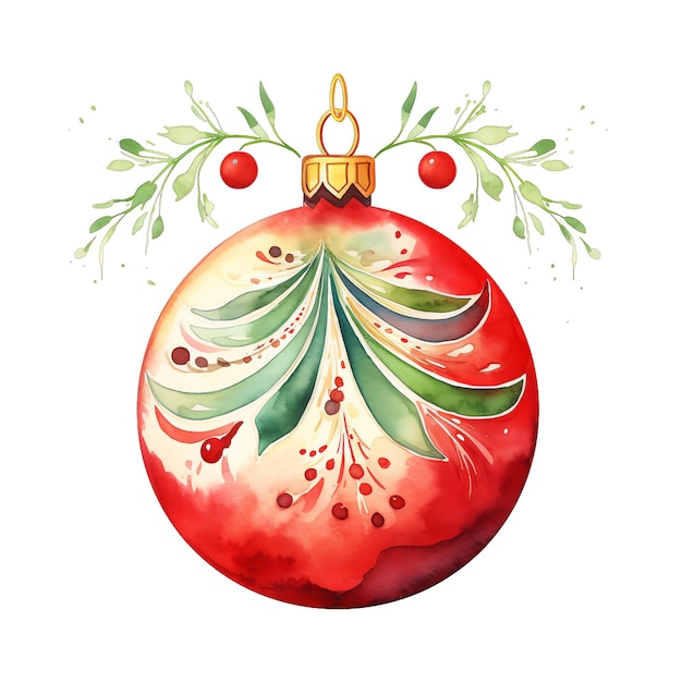 Cute watercolor christmas tree decoration ornament illustration for christmas