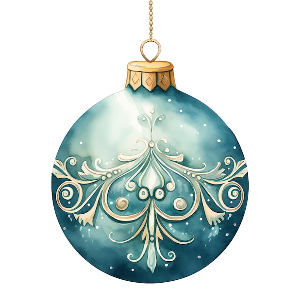 Cute watercolor christmas tree decoration ornament illustration for christmas