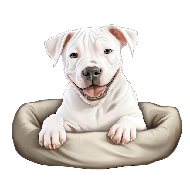 cute watercolor Dogo Argentino dog breed illustration