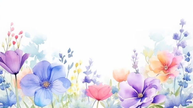 Cute watercolor floral border Illustration AI GenerativexA