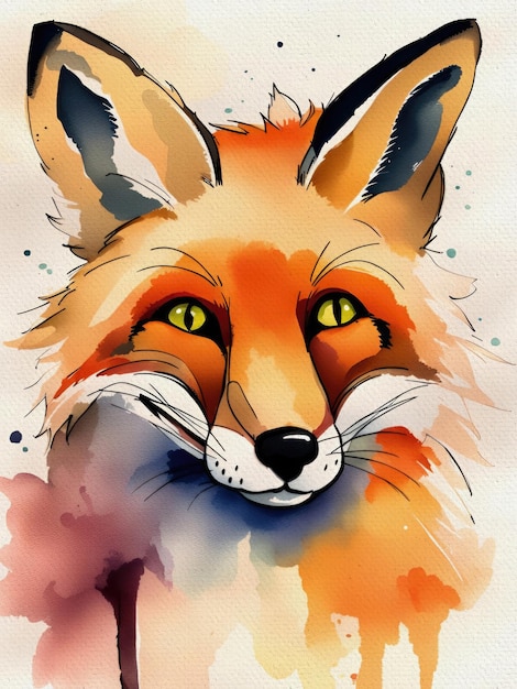 Cute Watercolor Fox Painting