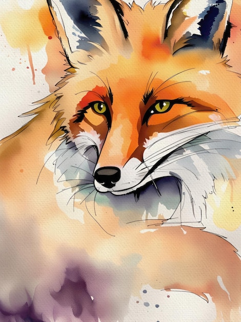 Cute Watercolor Fox Painting