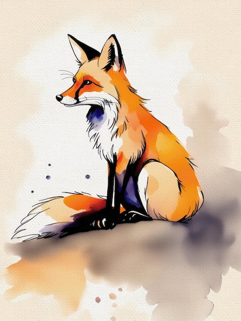 Cute Watercolor Fox Painting