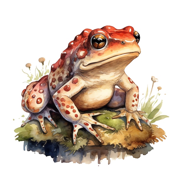 Cute watercolor frog illustration woodland animals clipart