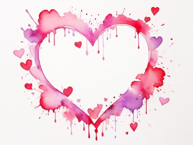 Милый акварельный градиент в форме сердца, изолированный на белом фоне Яркий красочный элемент