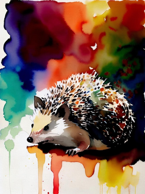 Cute Watercolor Hedgehog Painting