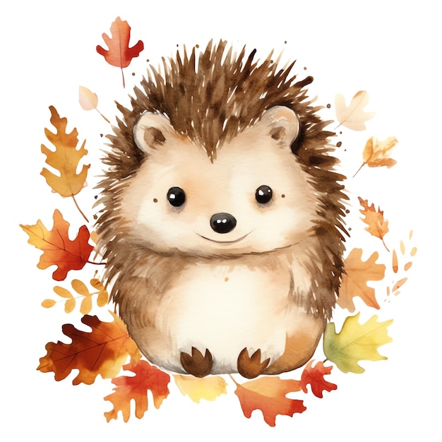 Premium AI Image | Cute watercolor hedgehog with floral plants ...