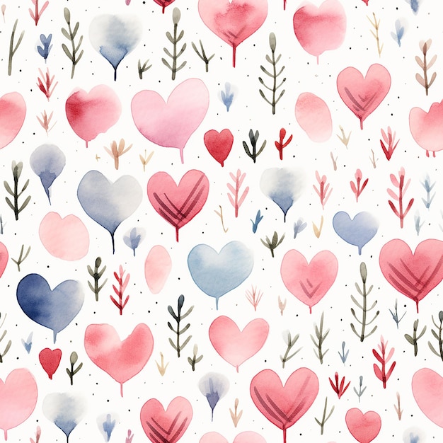 cute watercolor love seamless pattern