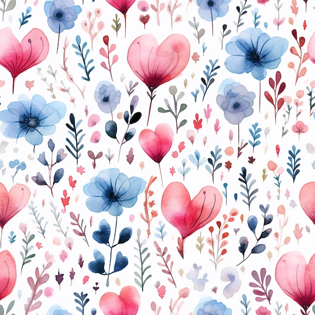 cute watercolor love seamless pattern