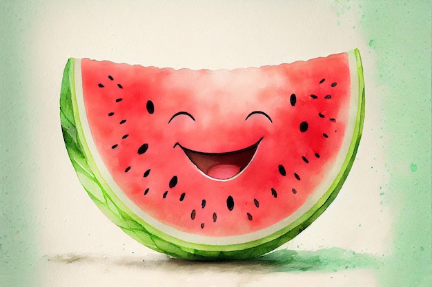 Cute watercolor painted watermelon