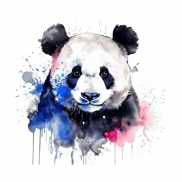 Cute watercolor panda Illustration AI GenerativexA