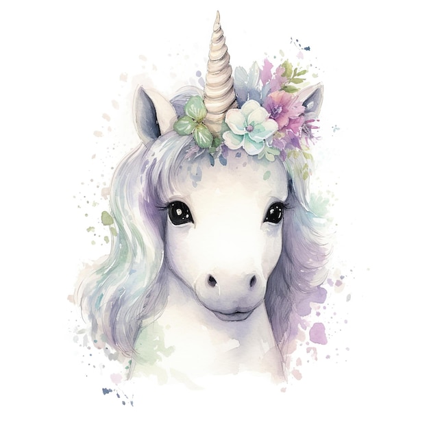 Cute watercolor pony unicorn Children's illustration single element clipart sublimation