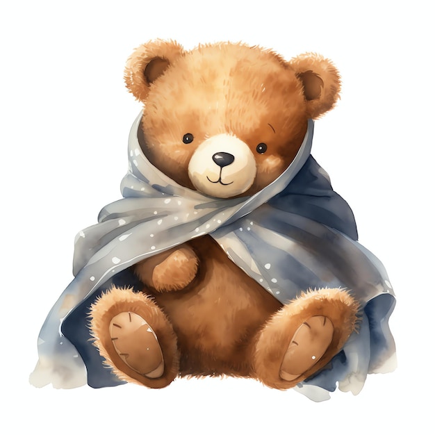 Cute watercolor sleeping bear illustration teddy bears clipart