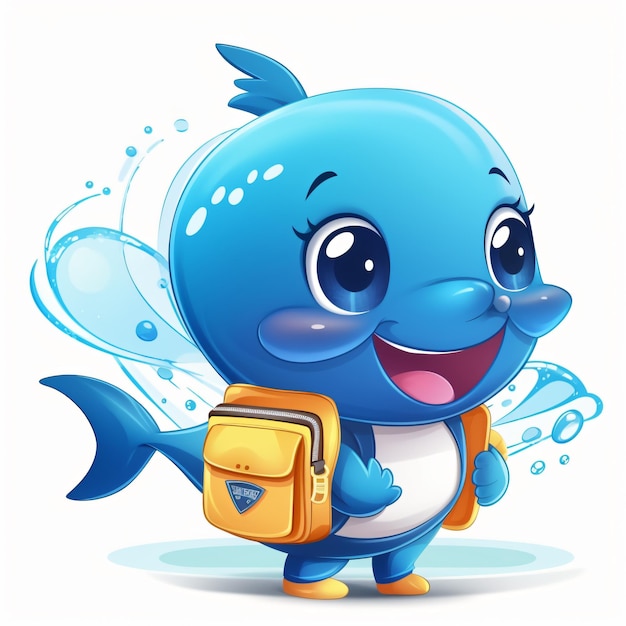 cute whale student cartoon student character