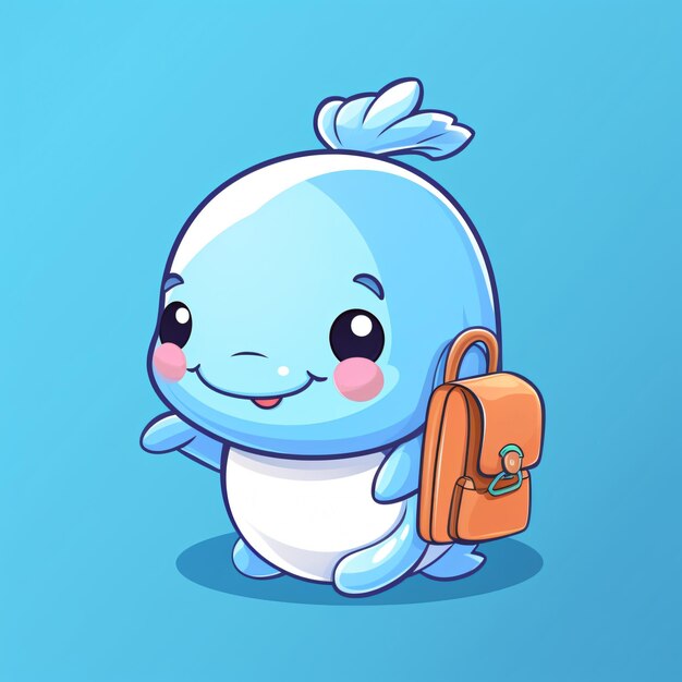 cute whale student cartoon student character