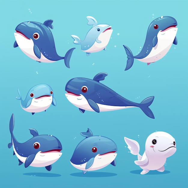 cute whale student cartoon student character