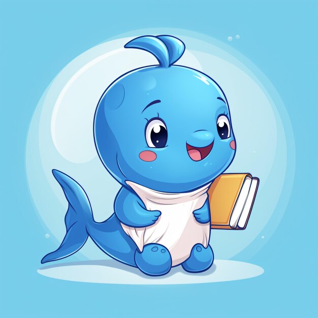 cute whale student cartoon student character