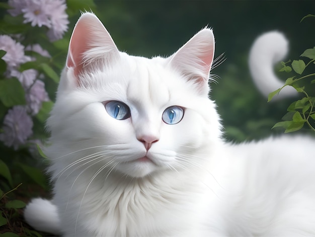 Cute White Cat AI Generated